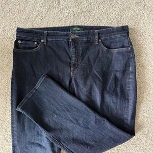 Lauren Ralph Lauren Dark Blue Jeans Size 18W 5 Pocket Straight